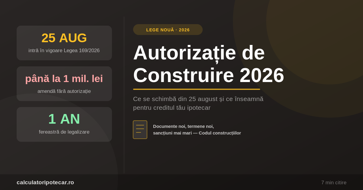 Autorizație de Construire 2026: Ce Se Schimbă din 25 August pentru Cei cu Credit Ipotecar